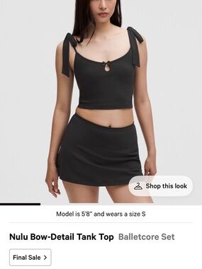 lululemon athletica Black Nulu Bow-Detail Crop Tank Top